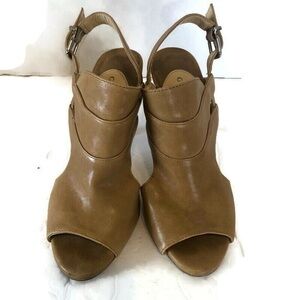 gianni bini womens leather tan peep toes slingback heels sz 8m